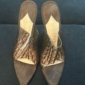 Mackin J Brown Faux Suede & PVC Mules